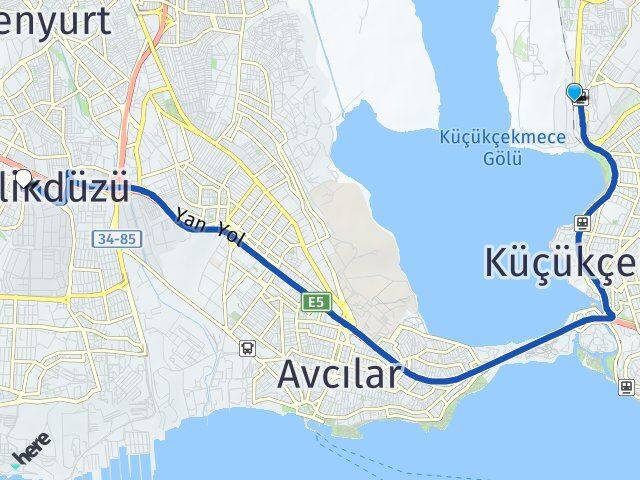 Halkalı Tren Garı Beylikdüzü Arası Kaç Km - Yol Tarifi