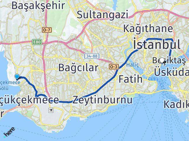 Halkalı Tren Garı Dolmabahçe Arası Kaç Km - Yol Tarifi