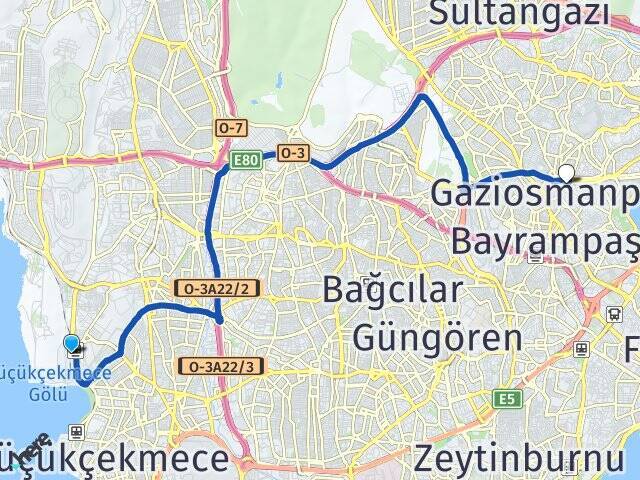 Halkalı Tren Garı Gaziosmanpaşa Arası Kaç Km - Yol Tarifi