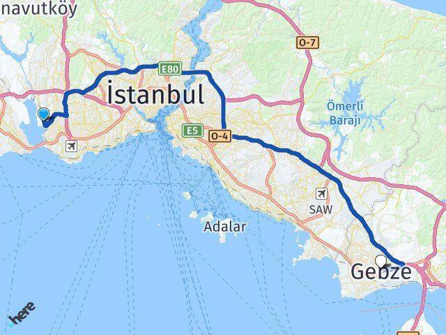 Halkalı Tren Garı Gebze Arası Kaç Km - Yol Tarifi