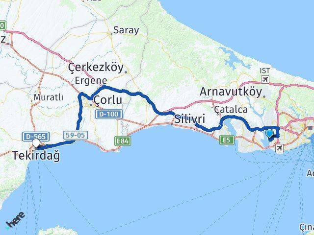 Halkalı Tren Garı Tekirdağ Arası Kaç Km - Yol Tarifi