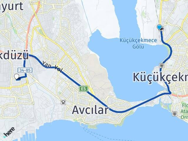 Halkalı Tren Garı Yakuplu Arası Kaç Km - Yol Tarifi