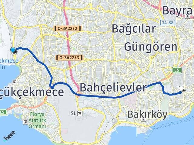 Halkalı Tren Garı Zeytinburnu Arası Kaç Km - Yol Tarifi