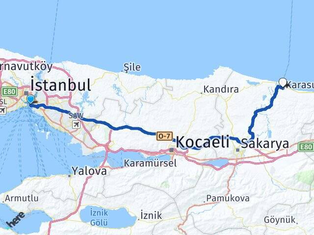 Harem Sirkeci Vapur İskelesi Karasu Arası Kaç Km - Yol Tarifi