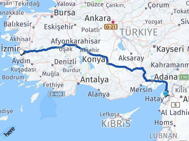 Hatay Adnan Menderes Havalimanı Arası Kaç Km - Yol Haritası