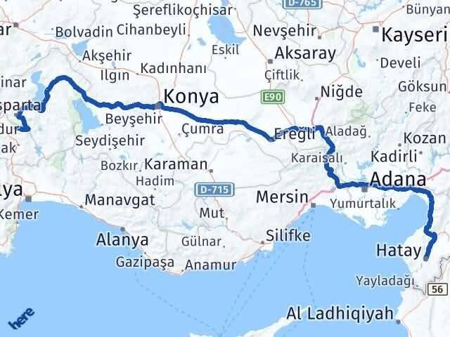 Hatay Ağlasun Burdur Arası Kaç Km - Yol Haritası
