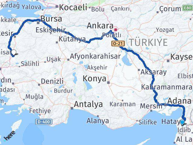 Hatay Akhisar Manisa Arası Kaç Km - Yol Haritası
