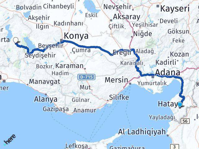 Hatay Aksu Isparta Arası Kaç Km - Yol Haritası