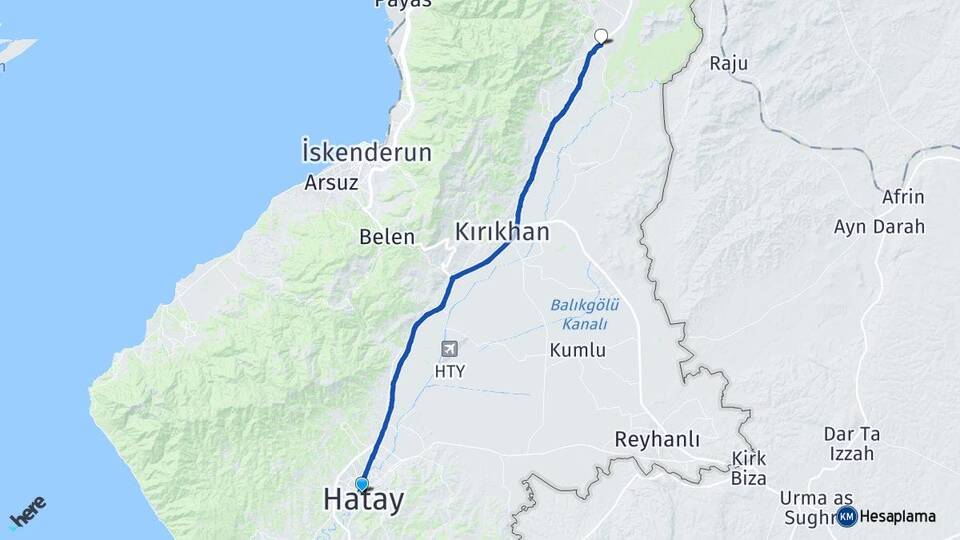 Hatay Aktepe Hassa Arası Kaç Km - Yol Haritası