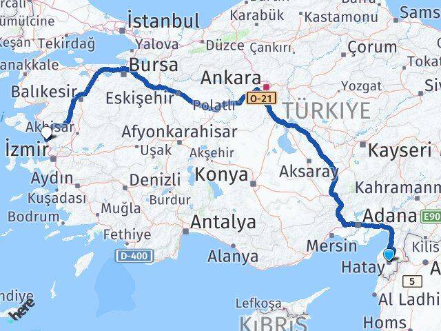 Hatay Aliağa İzmir Arası Kaç Km - Yol Haritası