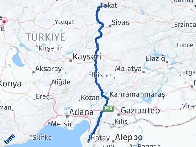 Hatay Almus Tokat Arası Kaç Km - Yol Haritası