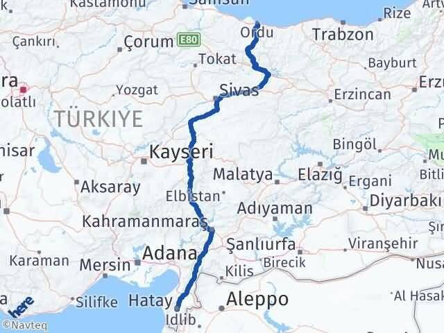 Hatay Altınordu Arası Kaç Km - Yol Haritası