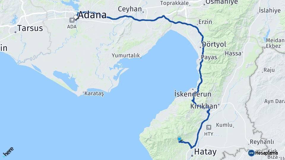 Hatay Antakya Adana Arası Kaç Km - Yol Haritası
