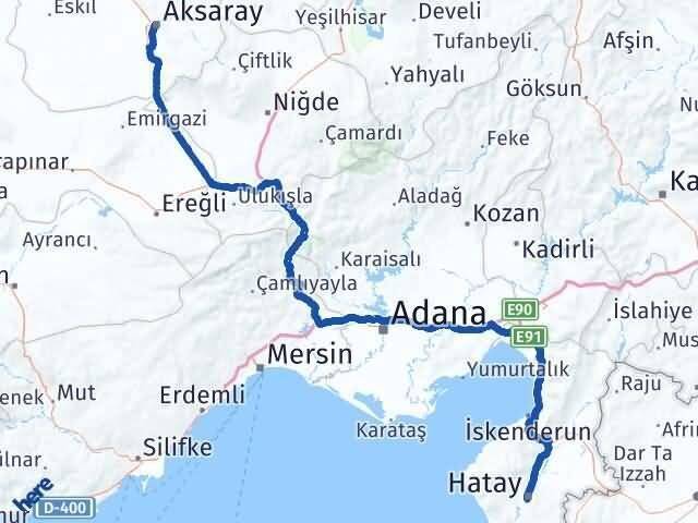 Hatay Antakya Aksaray Arası Kaç Km - Yol Haritası