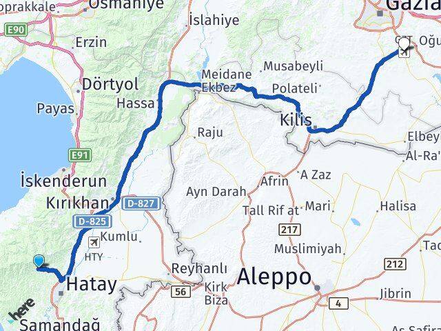 Hatay Antakya Gaziantep Havalimanı Arası Kaç Km - Yol Haritası