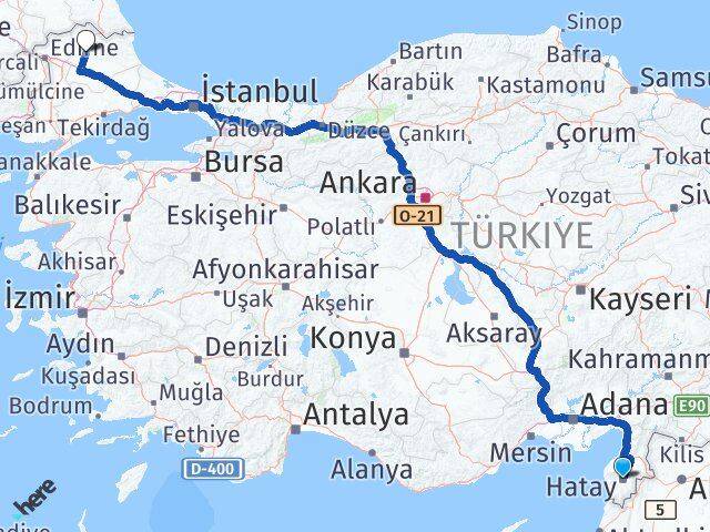 Hatay Antakya Kırklareli Arası Kaç Km - Yol Haritası