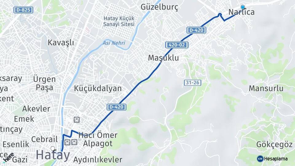 Hatay Antakya Narlıca Arası Kaç Km - Yol Haritası