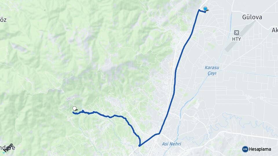 Hatay Antakya Ovakent Antakya Arası Kaç Km - Yol Haritası
