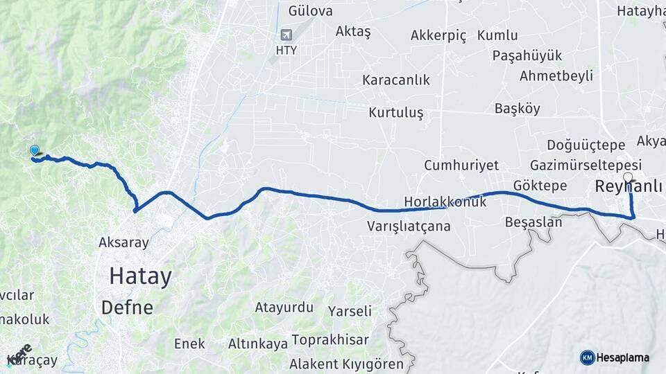 Hatay Antakya Reyhanlı Arası Kaç Km - Yol Haritası