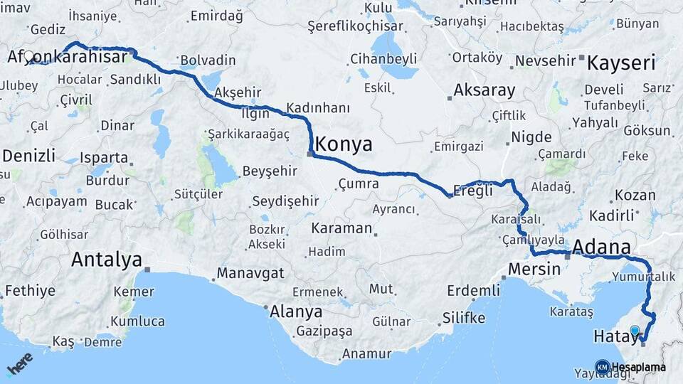 Hatay Antakya Uşak Arası Kaç Km - Yol Haritası