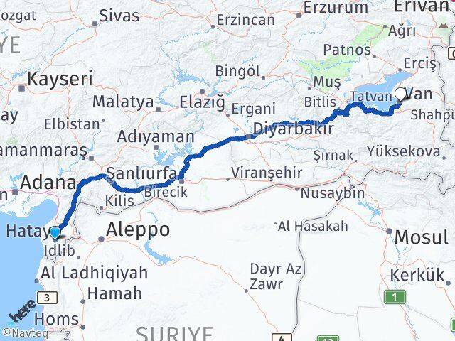 Hatay Antakya Van Arası Kaç Km - Yol Haritası