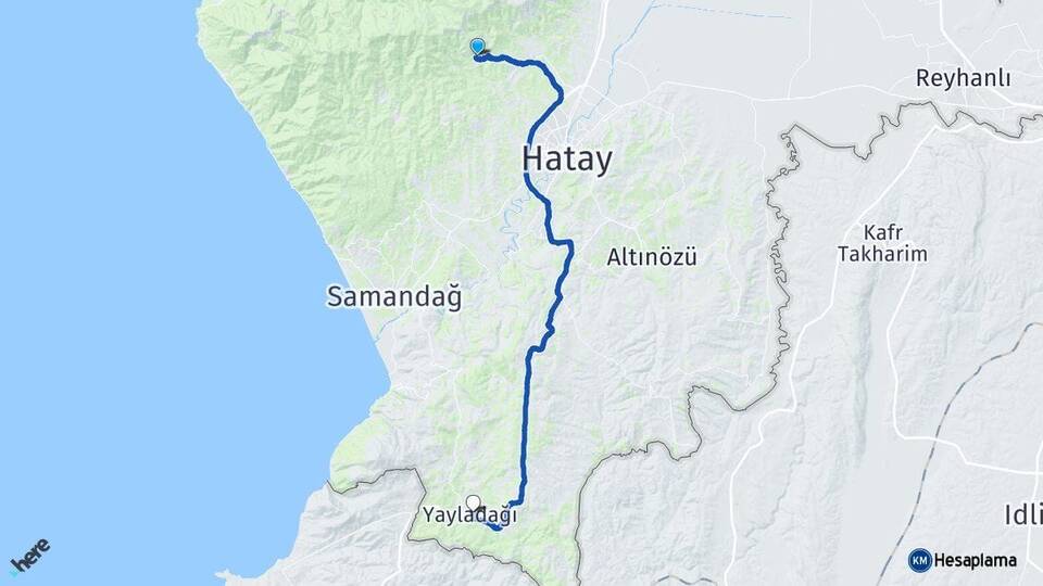 Hatay Antakya Yayladağı Arası Kaç Km - Yol Haritası