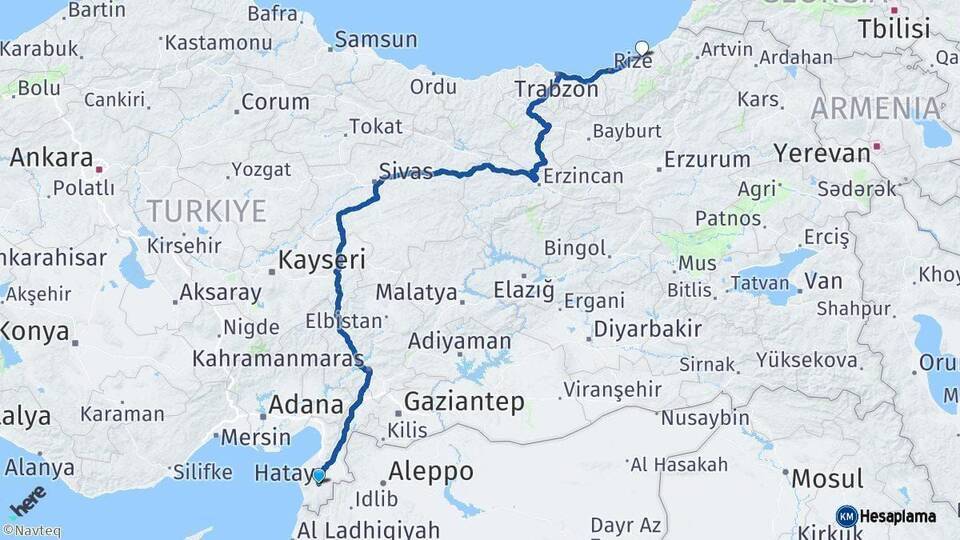 Hatay Ardeşen Arası Kaç Km - Yol Tarifi