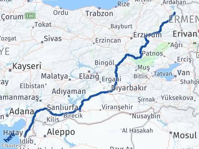 Hatay Arpaçay Kars Arası Kaç Km - Yol Haritası