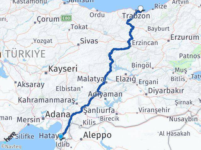 Hatay Arsin Trabzon Arası Kaç Km - Yol Haritası