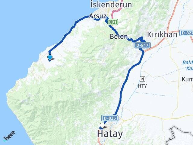 Akçalı Antakya Otogarı Arası Kaç Km - Yol Tarifi