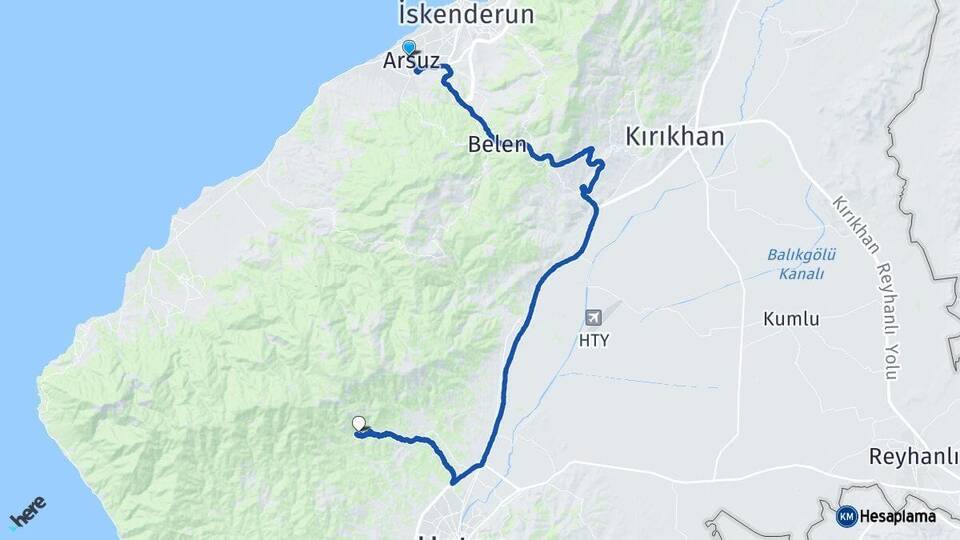 Hatay Arsuz Antakya Arası Kaç Km - Yol Haritası