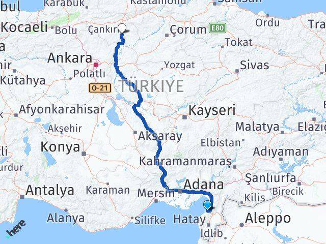 Hatay Arsuz Çankırı Arası Kaç Km - Yol Haritası
