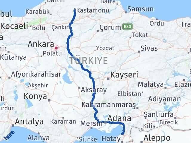Hatay Arsuz Kastamonu Arası Kaç Km - Yol Haritası