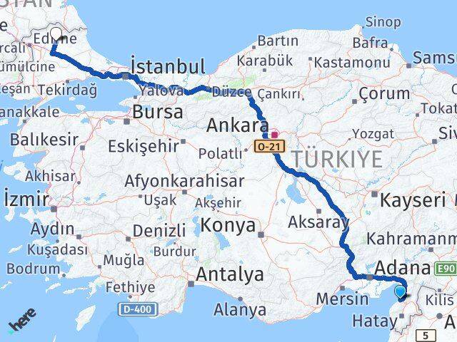 Hatay Arsuz Kırklareli Arası Kaç Km - Yol Haritası