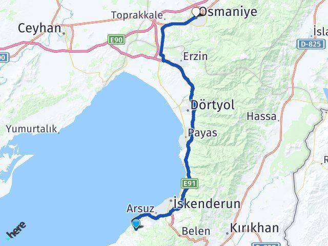 Pirinçlik Osmaniye Arası Kaç Km - Yol Tarifi