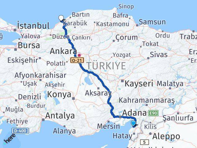Hatay Arsuz Zonguldak Arası Kaç Km - Yol Haritası