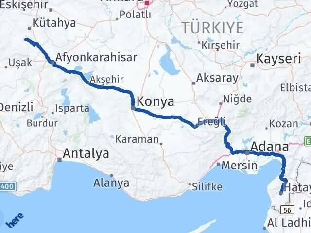Hatay Aslanapa Kütahya Arası Kaç Km - Yol Haritası