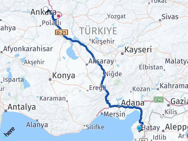 Hatay Ayaş Ankara Arası Kaç Km - Yol Haritası