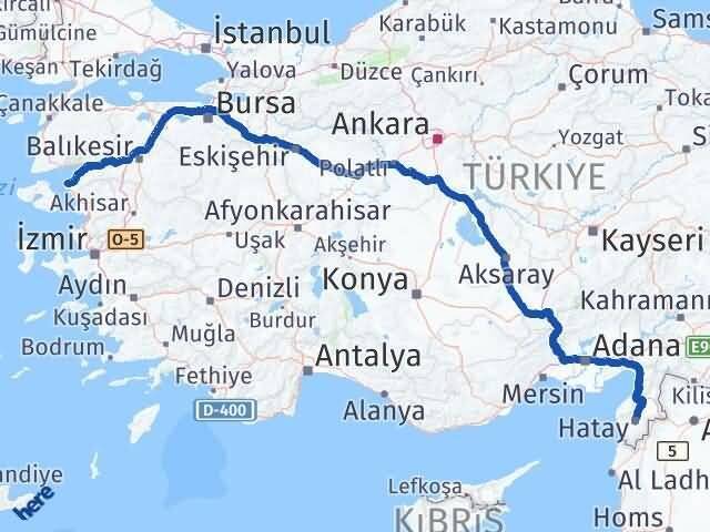 Hatay Ayvalık Balıkesir Arası Kaç Km - Yol Haritası