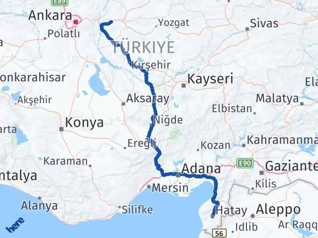 Hatay Balışeyh Kırıkkale Arası Kaç Km - Yol Haritası