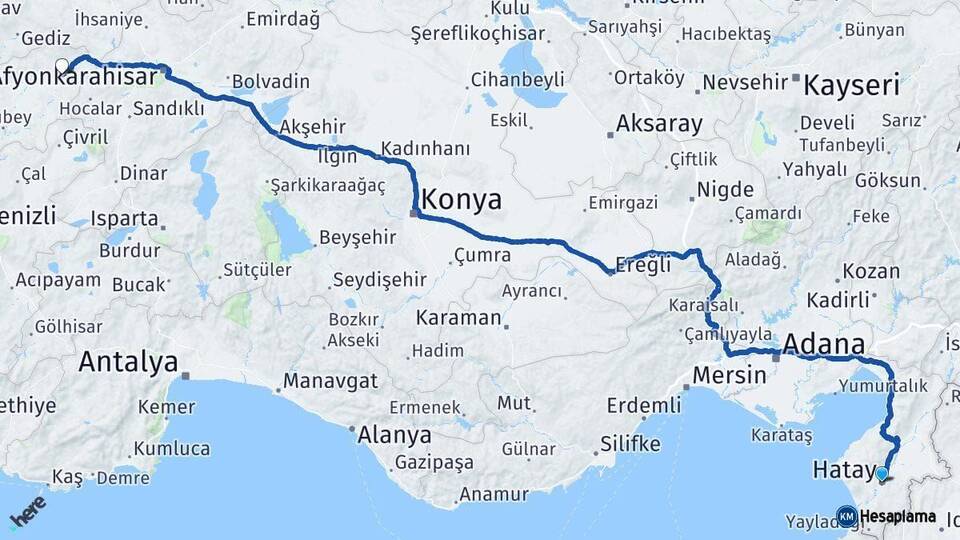 Hatay Banaz Uşak Arası Kaç Km - Yol Haritası