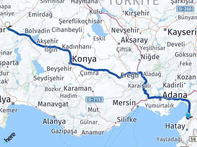 Hatay Belen Afyonkarahisar Arası Kaç Km - Yol Haritası