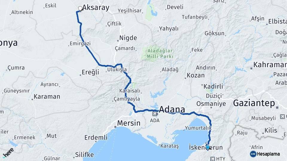 Hatay Belen Aksaray Arası Kaç Km - Yol Haritası