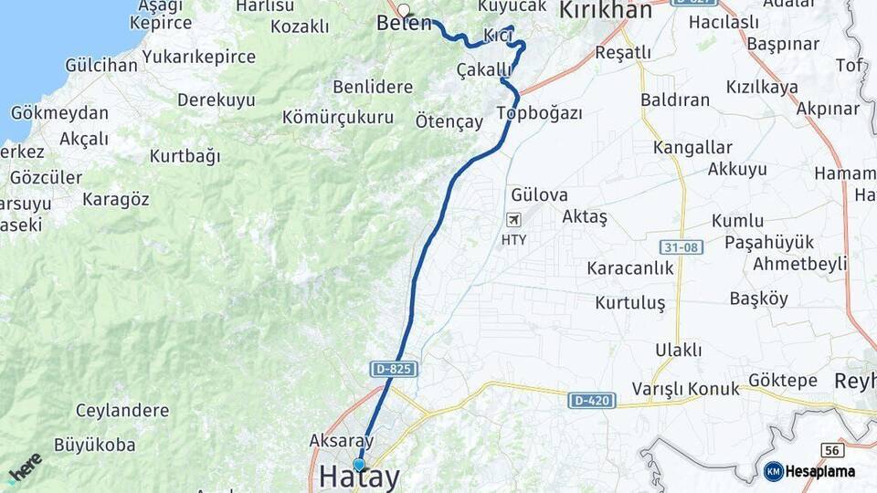 Hatay Belen Arası Kaç Km - Yol Haritası