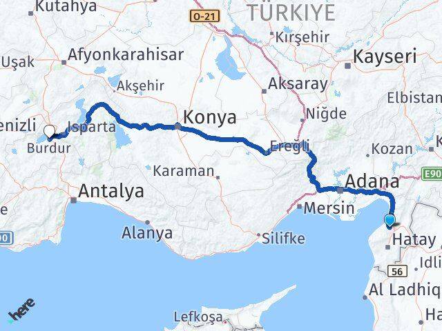 Hatay Belen Burdur Arası Kaç Km - Yol Haritası