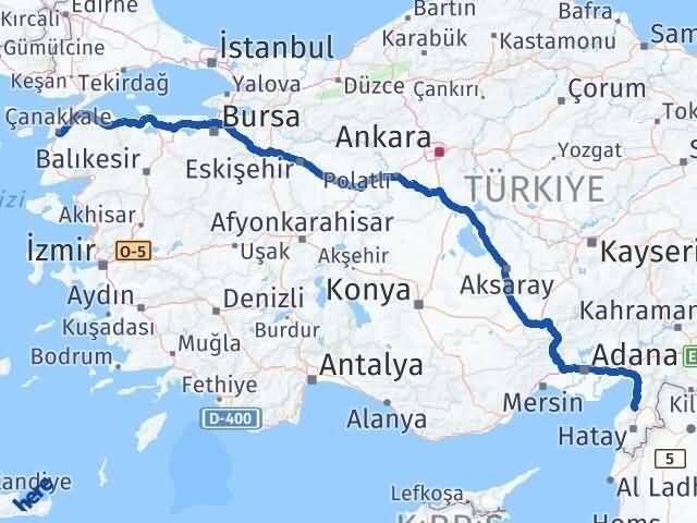 Hatay Belen Çanakkale Arası Kaç Km - Yol Haritası
