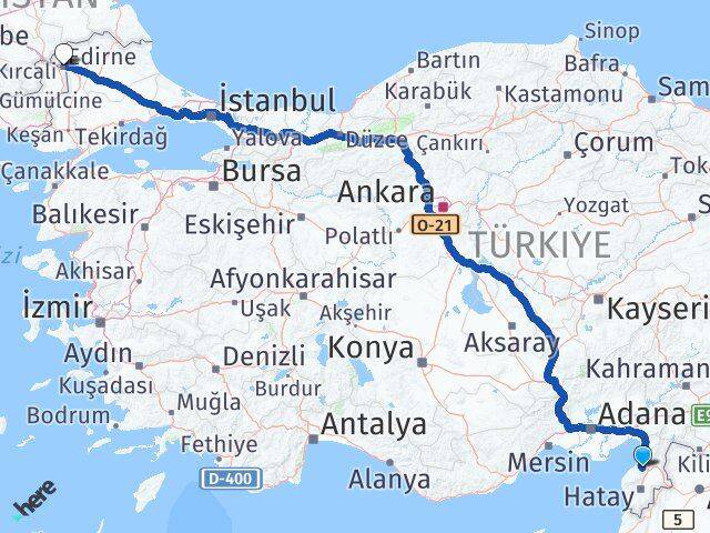 Hatay Belen Edirne Arası Kaç Km - Yol Haritası