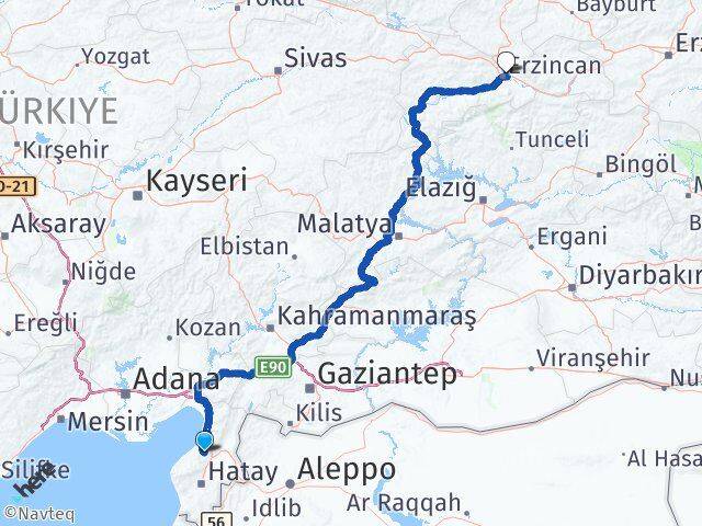Hatay Belen Erzincan Arası Kaç Km - Yol Haritası