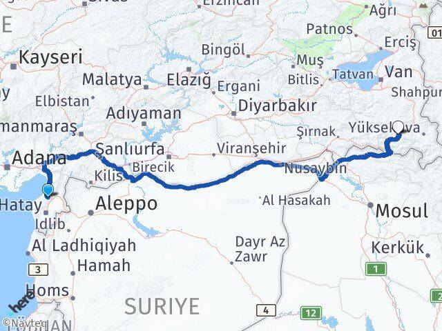Hatay Belen Hakkari Arası Kaç Km - Yol Haritası