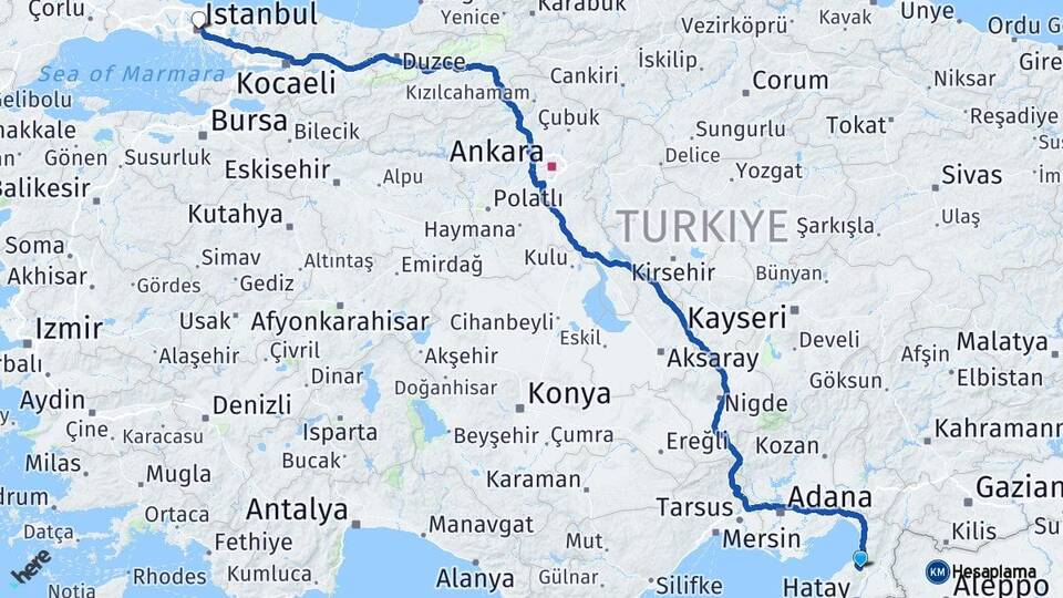 Hatay Belen İstanbul Arası Kaç Km - Yol Haritası